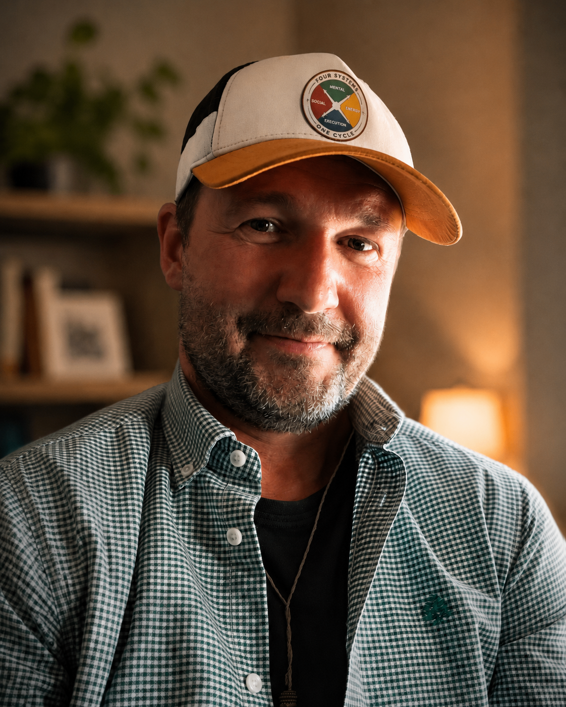 Adam Baron wearing a Clean Operating System cap